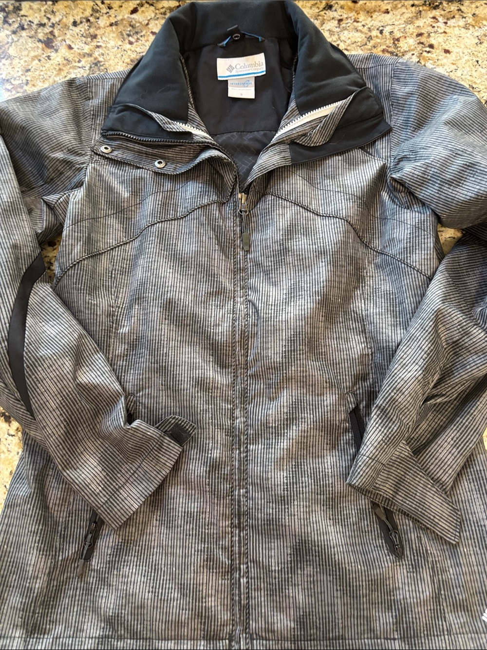 Columbia Gray Pinstripe Women’s Trench Coat